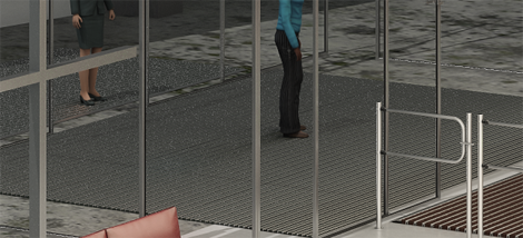 Покрытия для задержания мелкой грязи (тамбурные покрытия, 2-я степень очистки)